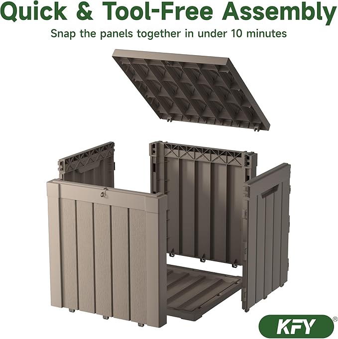 50 gallon deck box, All-weather resin material outdoorstorage box easy to - Image 5