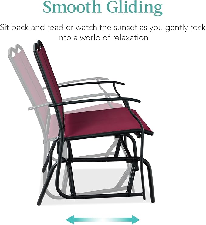 Best Choice Products 2-Person Outdoor Patio Swing Glider Steel Bench Loveseat - Image 4