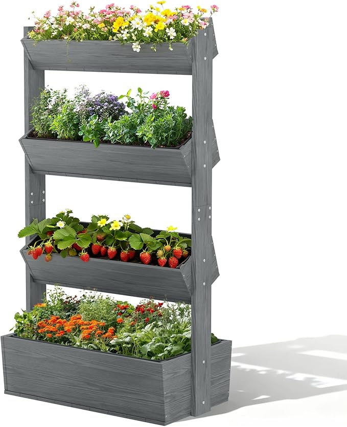 DoCred Vertical Wooden Raised Garden Bed, 4 Tier Upgraded Garden Planters by DoCred