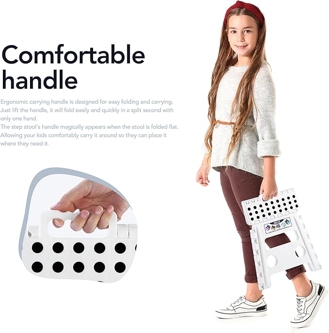 Delxo 13" Folding Step Stool for Kids and Adults, Non-Slip Foldable Step Stools - Image 4