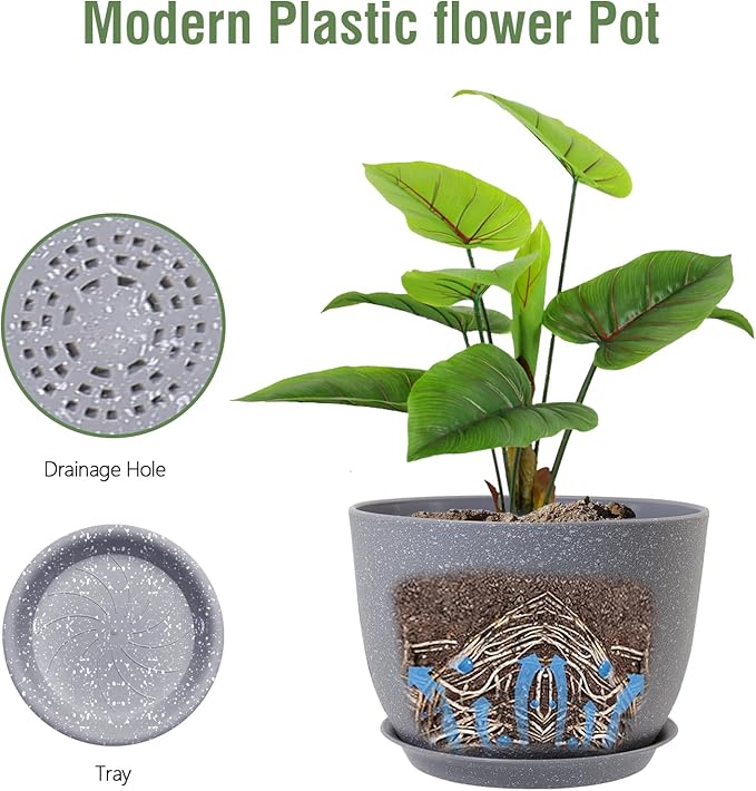 Plant Pots 12 inch, Plastic Planters - Image 4