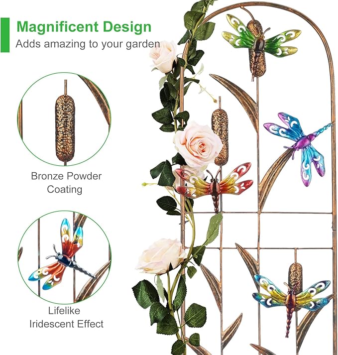 SUNNYPARK Set of 2 Dragonfly Metal Garden Trellis - Image 3