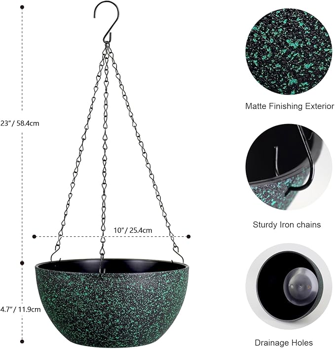 10 inch Hanging Planters for Indoor Outdoor Plants, 2 Pack Hanging Flower Pots - Image 2