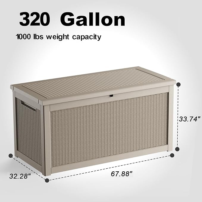 320 Gallon Outdoor Deck Box, Lockable Waterproof Outdoor Storage Boxes - Image 2