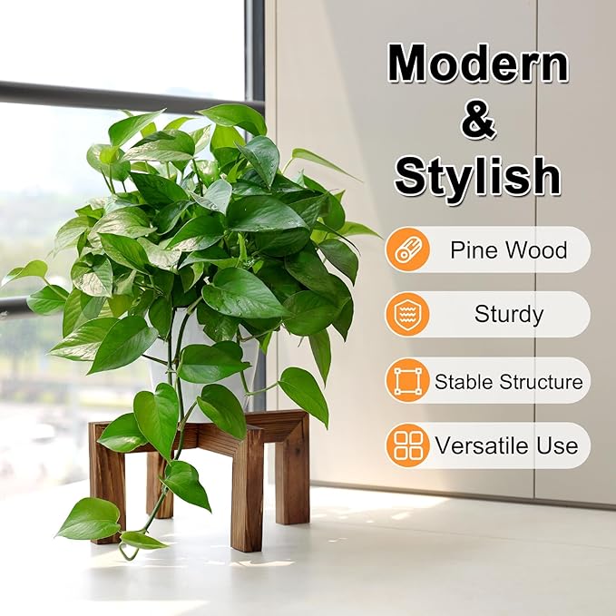 Plant Stand, Indoor/Outdoor Wood Plant Holder, Single Flower Pot Stand - Image 5