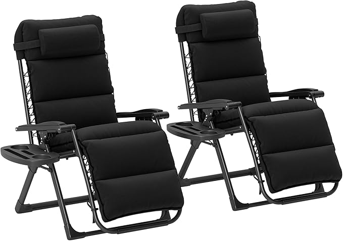 Outsunny Zero Gravity Chairs Set of 2, Reclining Folding Zero Gravity Lounge by Outsunny