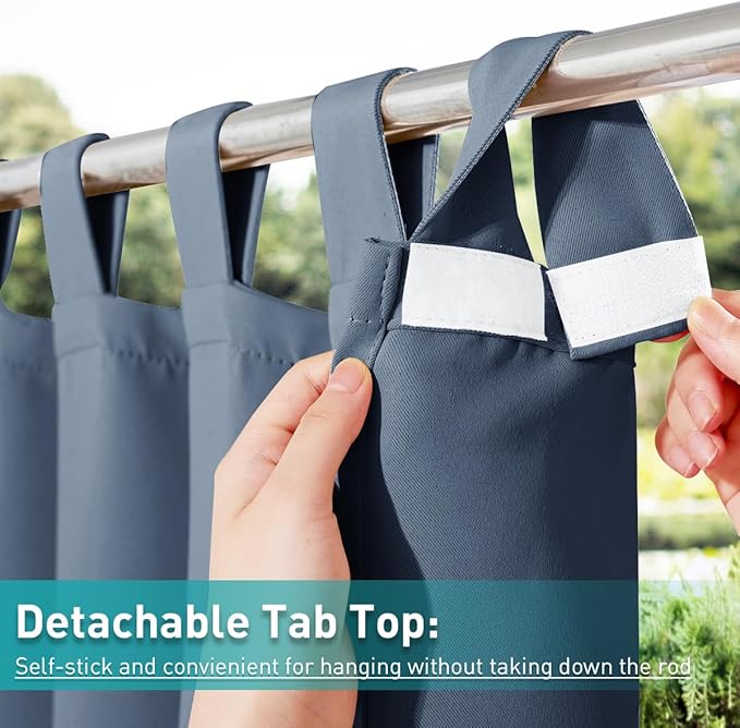 NICETOWN 2 Panels Self Stick Tab Top Outdoor Curtainss - Image 3