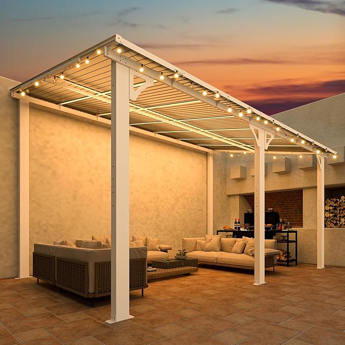 AECOJOY 14' x 8' White Gazebo Outdoor Pergola - Image 3