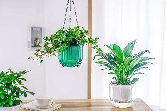 Melphoe 2 Pack Self Watering Hanging Planters Indoor Flower Pots, 6.5 Inch - Image 5