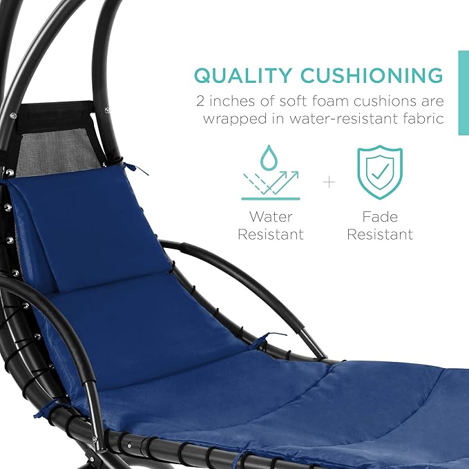 Best Choice Products Outdoor Hanging Curved Steel Chaise Lounge Chair Swing - Image 5