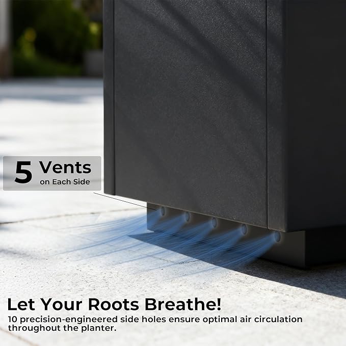 Worth 28" Galvanized Steel Planter Box, Outdoor Rectangular Tall Metal Planter - Image 5
