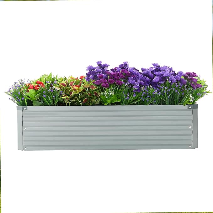 2 Pack 4x2x1FT Galvanized Raised Garden Beds Kit Outdoor Metal Gardening - Image 5