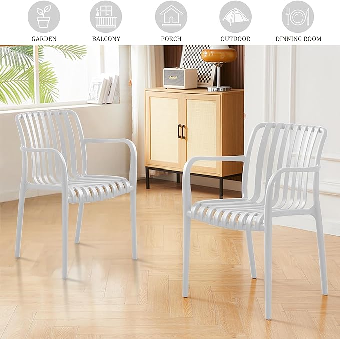 Patio Dining Chairs Set of 4, All-Weather Outdoor and Indoor Stackable Chairs - Image 6