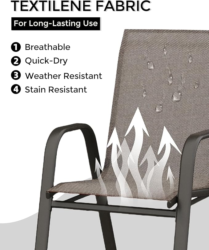 Outdoor Stackable Dining Chairs Set of 4, High-Back Patio Stacking Chairs - Image 5
