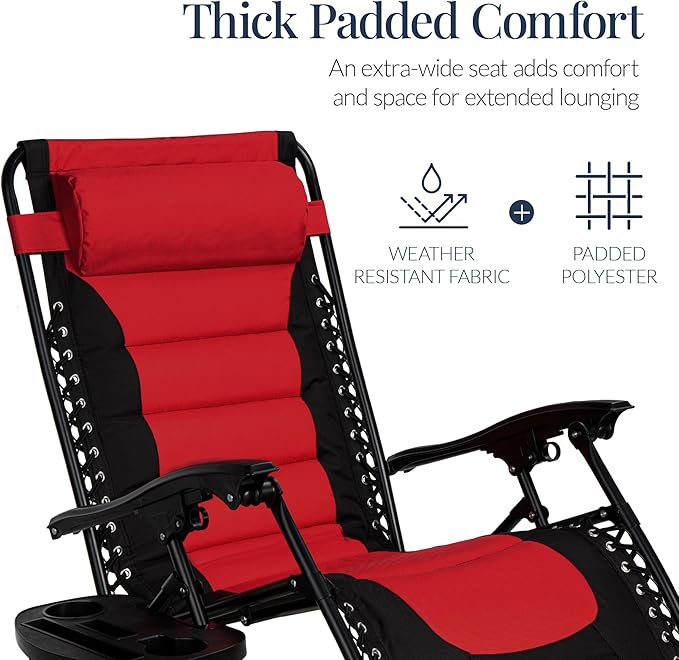 Best Choice Products Oversized Padded Zero Gravity Chair, Folding Outdoor Patio - Image 5
