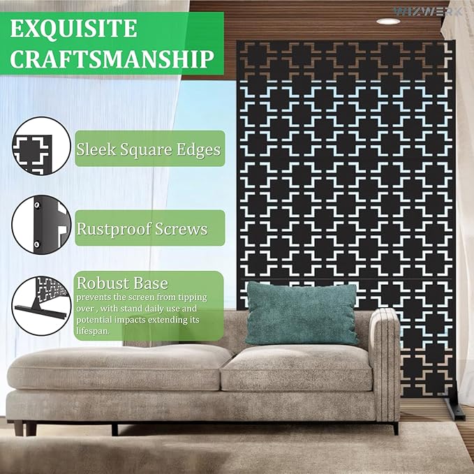 6FT Outdoor Metal Privacy Screen – Decorative Privacy Fence and Room/Garden - Image 3