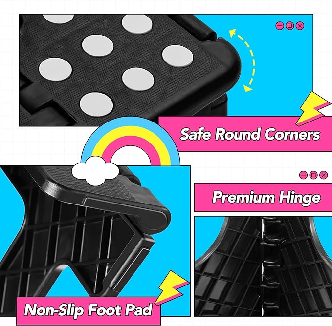 Delxo Folding Step Stool, 11 Inch Non-Slip Foldable Step Stools - Image 6