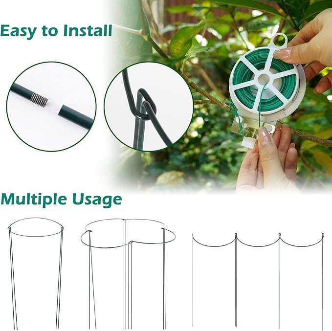 32 inch Plant Support Stakes, 10 Pack Half Round Metal Garden Plant Stake - Image 5