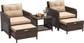 LHBcraft Outdoor Furniture 5 Piece Patio Conversation Set, PE Rattan Patio Set by LHBcraft-US