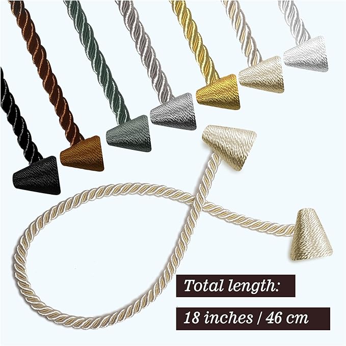 Hion Magnetic Curtain Tiebacks Grey 2pcs, Curtain Tiebacks Buckles Holdbacks - Image 2