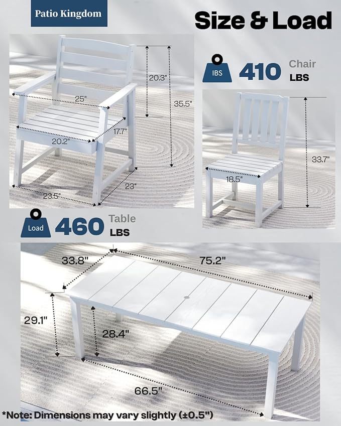 9-Piece White Outdoor Dining Set - Image 6