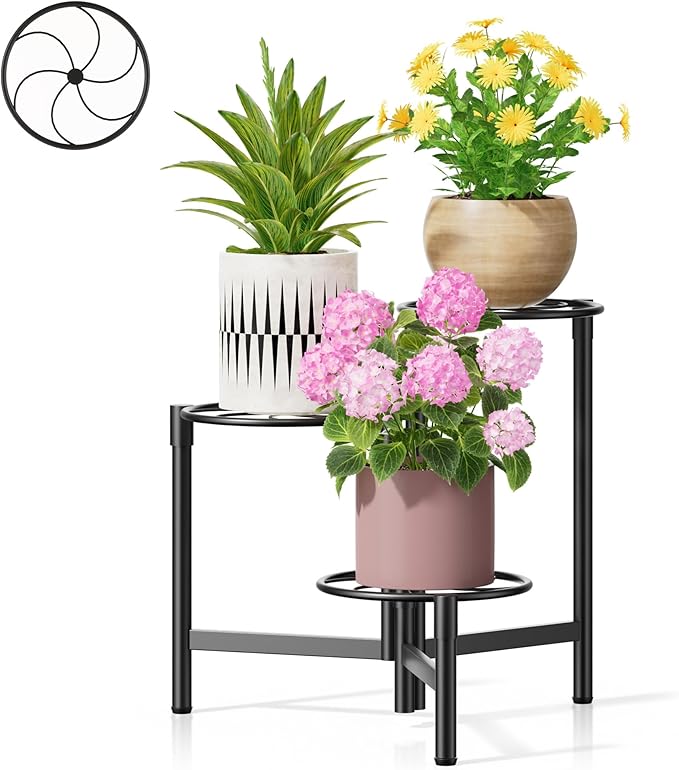 3 Tier Plant Stand Outdoor Tall Metal Corner Plant Stand by Unknown