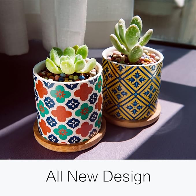 6 Pack Succulent Pots with Drainage Hole, 3 inch Ceramic Succulent Planter with - Image 7