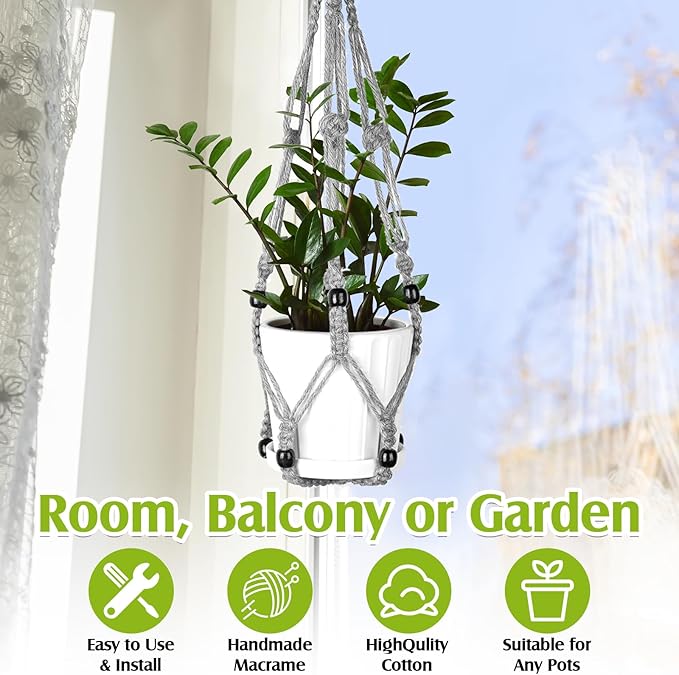 Hoteam 12 Pcs Macrame Plant Hangers Macrame Hanging Planters - Image 5