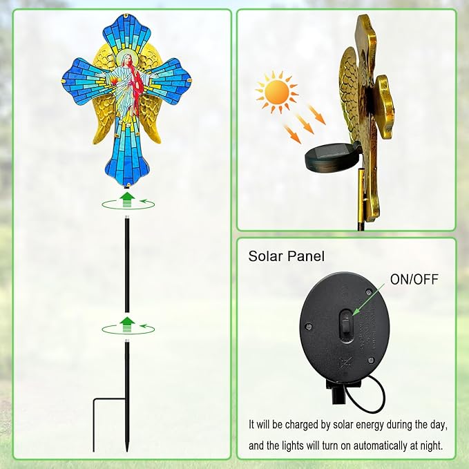 Solar Jesus Cross for Gemetery Graver, Grave Decorations for Cemetery, Sympathy - Image 6