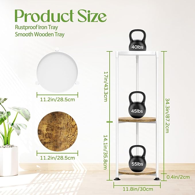 iDavosic.ly 3 Tier Corner Plant Stand Indoor, 34 Inch Tall Vertical Metal - Image 2