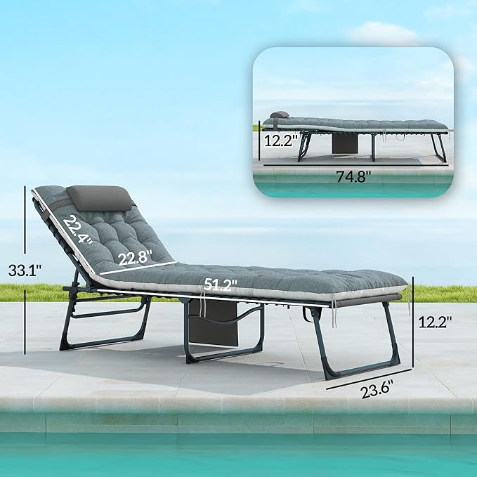 Outsunny Chaise Lounge Chair Outdoor Set of 2, 5-Position Adjustable Outdoor - Image 3