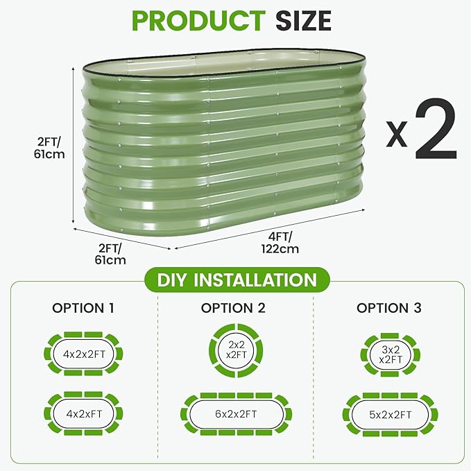 Galvanized Raised Garden Bed Outdoor 24'' Deep | Oval Metal Garden Beds - Image 3