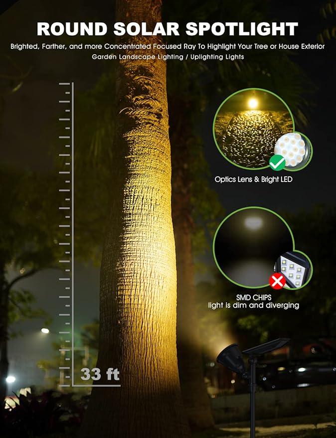 DBF Solar Lights Outdoor, 600LM Solar Spotlights Outdoor Waterproof, 2 - Image 2