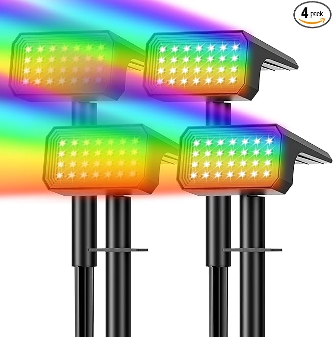 Solar Spot Lights Outdoor Color Changing, 7 Modes Auto On/Off Solar Landscape by Flaow