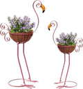 Metal Flamingo Planter with Basket -Garden Bird Planters by COOZZYHOUR