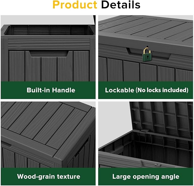 EasyUp 45 Gallon Outdoor Storage Box Waterproof, UV Resistant Deck Box Outdoor - Image 4