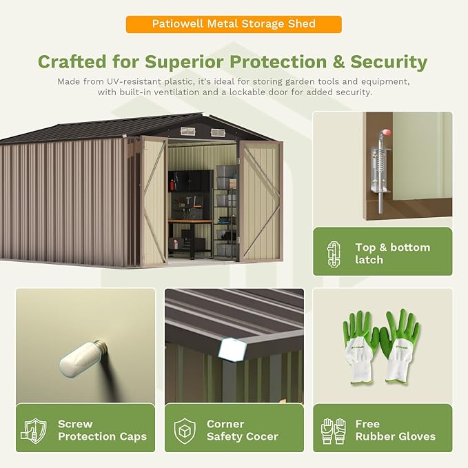 Patiowell 10 x 12 FT Metal Storage Shed - Image 4