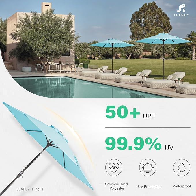 JEAREY 7.5FT Patio Umbrella Outdoor Market Umbrella - Image 3