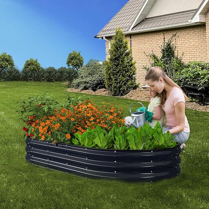 Raised Garden Bed, Oval Metal Planter Box - Image 7