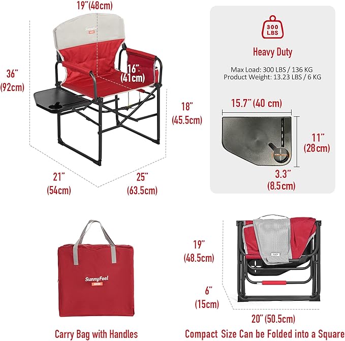 SUNNYFEEL Heated Camping Directors Chair, Heavy Duty, Oversized Outdoor - Image 3