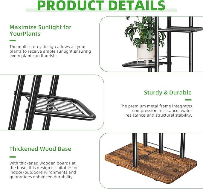 Simple Trending Plant Stand Indoor, Tall 6 Tier Metal Plant Shelf - Image 5