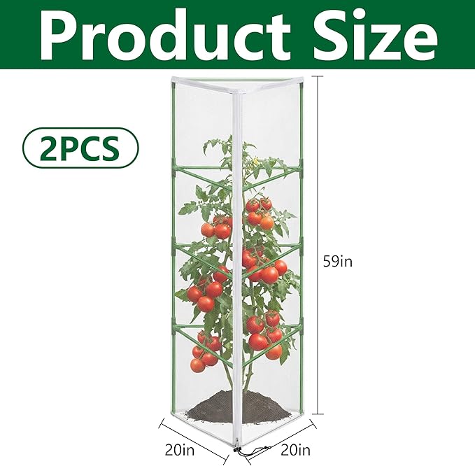 2 Pcs Garden Bird Netting for Triangle Plant Cage, Tomato Trellis Insect Bird - Image 2