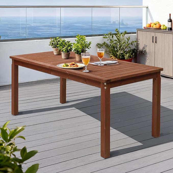 VINGLI 69-inch Large Outdoor Wood Dining Table - Image 2