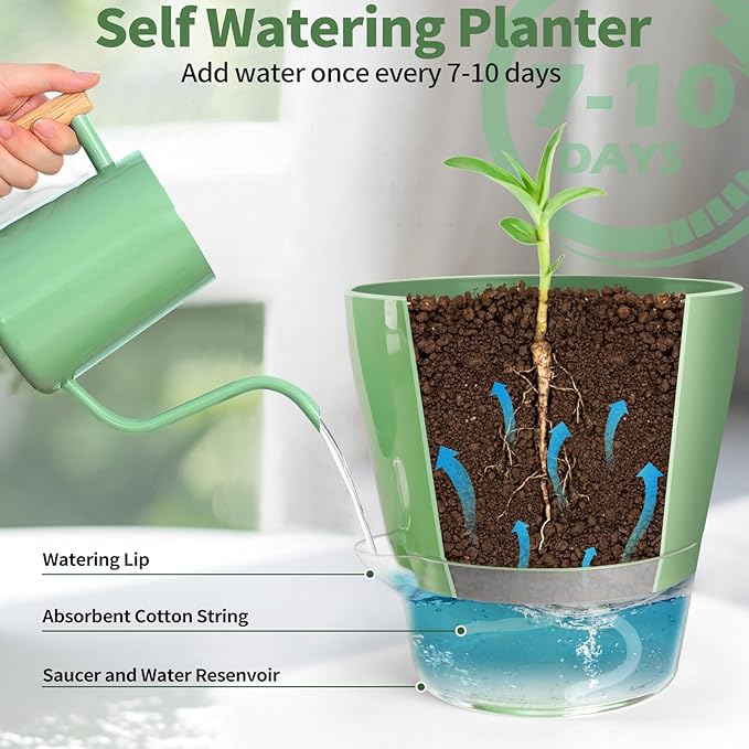 4 Pcs Self Watering Plant Pot, 6 inch Plant Pot - Image 3