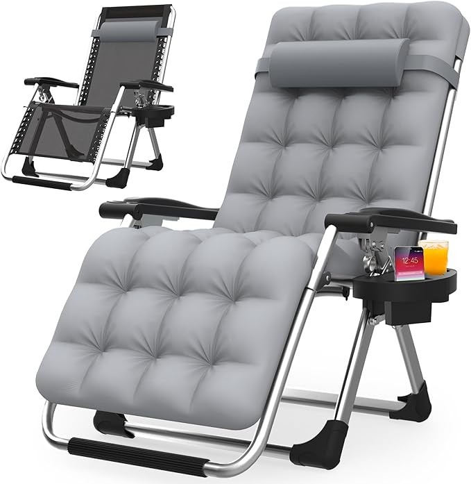 Suteck Zero Gravity Chair, Reclining Camping Lounge Chair w/Removable Cushion by Suteck