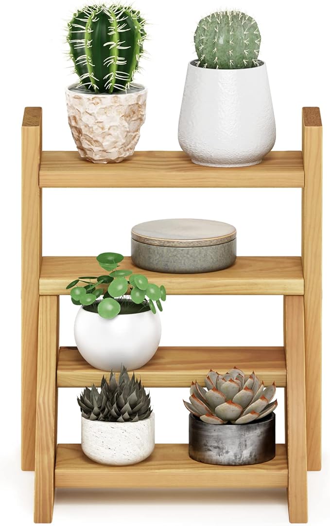 Furinno TIOMAN Plant Stand Indoor Outdoor, Tabletop Mini Ladder Planter Stand - Image 4