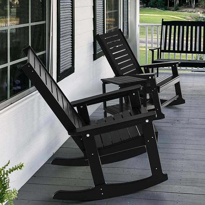 GREENVINES Outdoor Rocking Chairs | Set of 2 | Porch Rocker | HDPE Plastic | - Image 6
