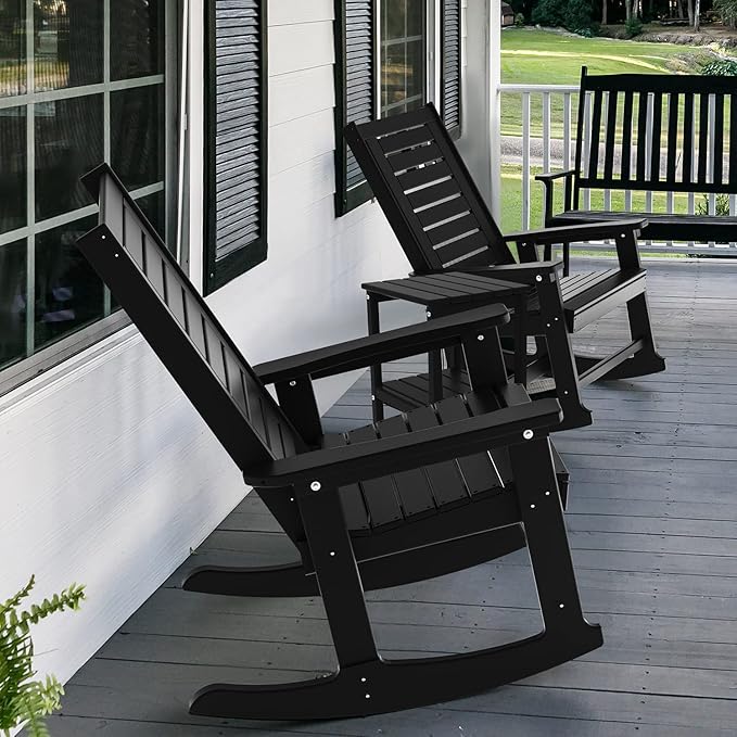 GREENVINES Outdoor Rocking Chairs | Set of 4 | Porch Rocker | HDPE Plastic | - Image 5