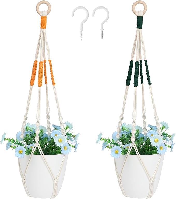Augshy 27inch Macrame Plant Hanger, 2 Packs Plant Hangers by Augshy
