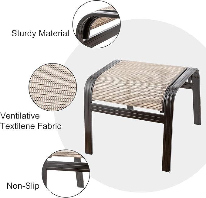 Outdoor Footstools Metal Patio Chairs Outdoor Ottoman Furniture Outside - Image 4